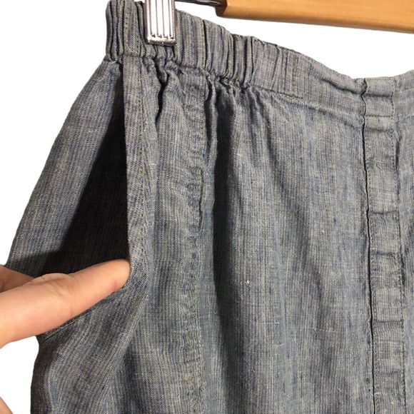 FLAX | Women’s Blue Linen Micro Stripe Front Slit Vintage Maxi Skirt size Large - Picture 3 of 9